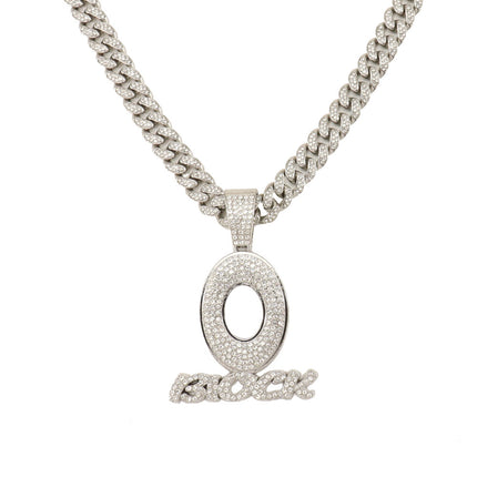 Cross-border Hip-hop European and American Style Cool Flash Diamond Letter OBLOCK Pendant Necklace Personalized Fashion Wear Clavicle Chain