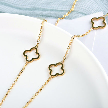 Four-Leaf Clover Clover Necklace, Cross-Border Popular Stainless Steel Vacuum Plating, 18K Non-Fading, Fashionable, Simple and Exquisite