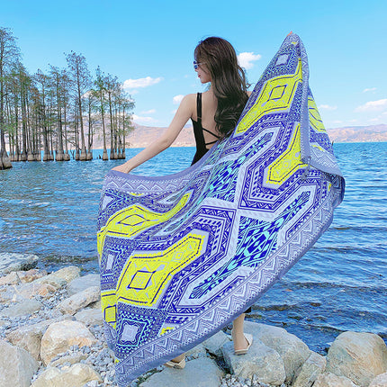 Ethnic Style Printed Silk Scarf Women's Seaside Travel Sun Protection Gauze Air Conditioning Warm Scarf Versatile Long Shawl