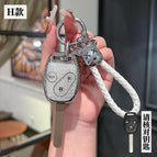 Bt key h type - straight 3-button [crystal white single shell] + violent bear braided rope