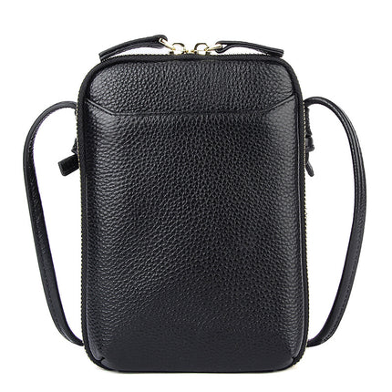 2023 new niche design simple genuine leather women's bag shoulder crossbody small bag mobile phone bag mini foreign trade bag for women