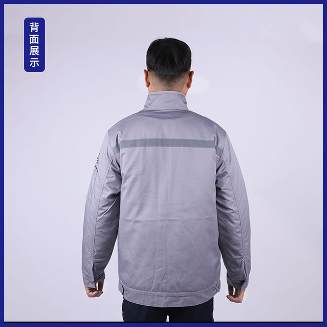 Winter cold protection cotton-padded jacket anti-static overalls wholesale embroidered word reflective strip factory cold storage gas station cotton-padded jacket