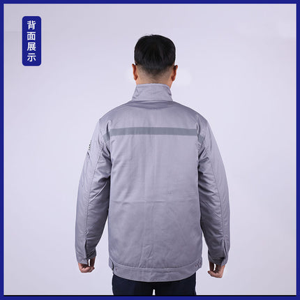Winter cold protection cotton-padded jacket anti-static overalls wholesale embroidered word reflective strip factory cold storage gas station cotton-padded jacket