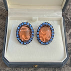 Blue rhinestone stud earrings