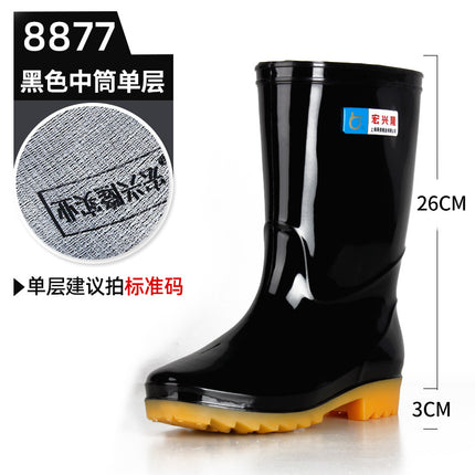 Shanghai genuine goods warrior rain boots 807 mid-high tube labor protection tendon bottom wear-resistant water shoes waterproof non-slip rubber shoes