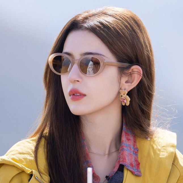 Internet Celebrity Korean Style Karin's Same Style Sunglasses Plate Nylon Small Face Sunglasses High-End Brown Anti-Uv Glasses