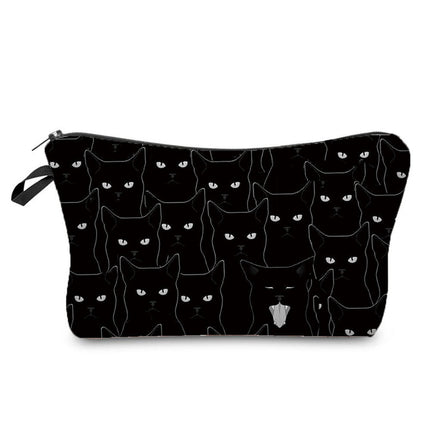 New Black Cat Print Travel Simple Toiletries Bag Women's Cosmetic Bag Travel Portable Zipper Storage Bag Printable