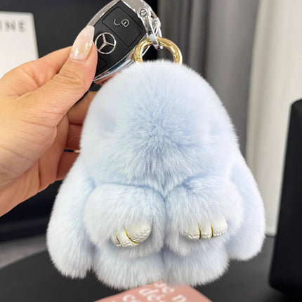 Boutique genuine leather real Rex rabbit plush bunny doll mobile phone pendant bag pendant keychain doll car pendant
