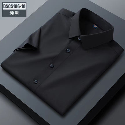 Men's Shirts, Men's Long-Sleeved Summer Business Style Cool and Breathable Mulberry Silk Series Shirts, High-End Non-Iron White Shirts