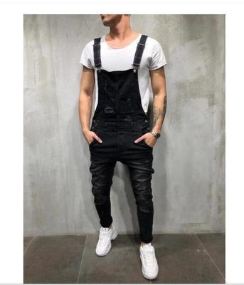 Men's Fashionable Jeans Trousers Cross-Mirror Denim Pants Shorts Wish Tear Strap