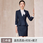 Blue suit + shirt + skirt / S