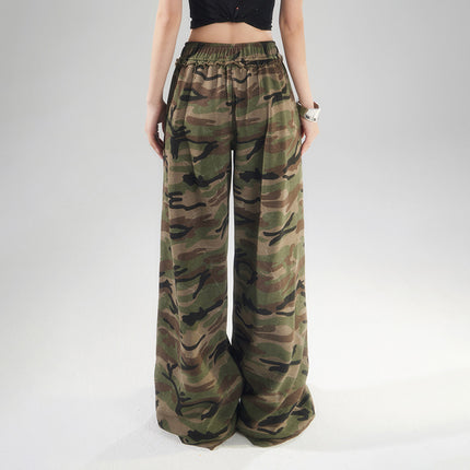 American Street Camouflage Wide Leg Pants Women's 2025 Spring and Autumn New Straight Loose High Waist Slimming Casual Mop Pants