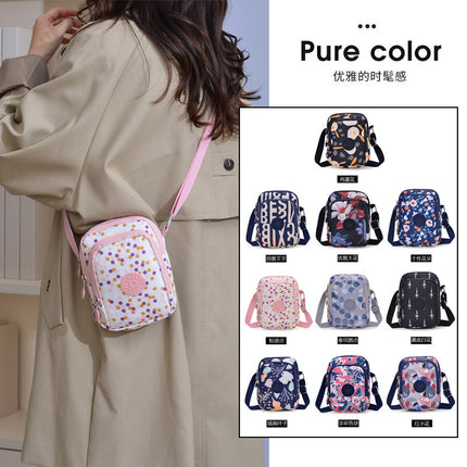 2025 New Mini Vertical Mobile Phone Bag Casual Printed Casual Crossbody Bag Oxford Easiest for Match Fashion Shoulder Women's Bag