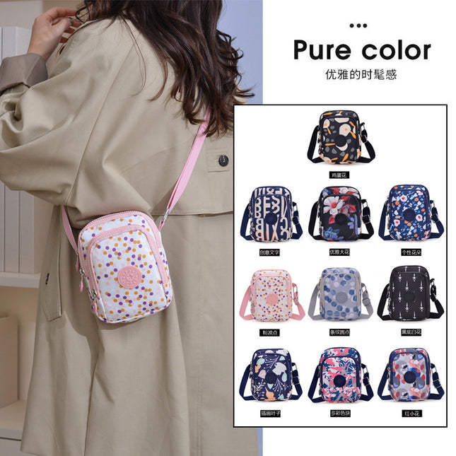 2025 New Mini Vertical Mobile Phone Bag Casual Printed Casual Crossbody Bag Oxford Easiest for Match Fashion Shoulder Women's Bag