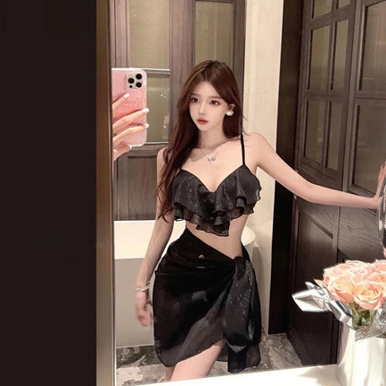 Swimwear Women's 2025 New Explosions South Korea Sexy Strap Bikini Steel Bracing Small Chest Push-up Slim Vacation