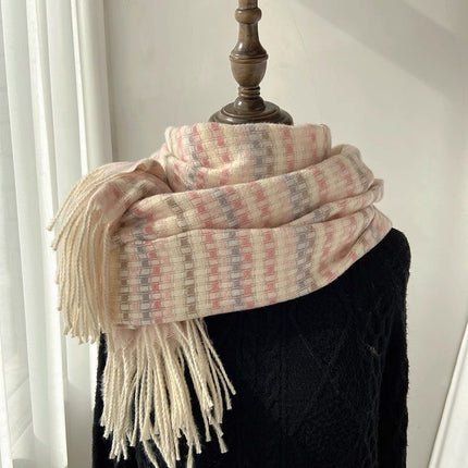 Atmospheric Imitation Cashmere Plaid Scarf for Women in Winter Thickened Warm Scarf for Students Versatile Scarf Live Broadcast Hot Cross-Border