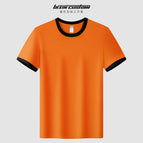 [long-staple cotton color-blocked short sleeves] mshj-25662 orange and black / S