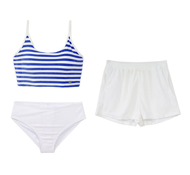 New Bikini Swimsuit Women's Three-Piece Bikini South Korea Towel Fabric Spa Seaside Holiday Swimwear