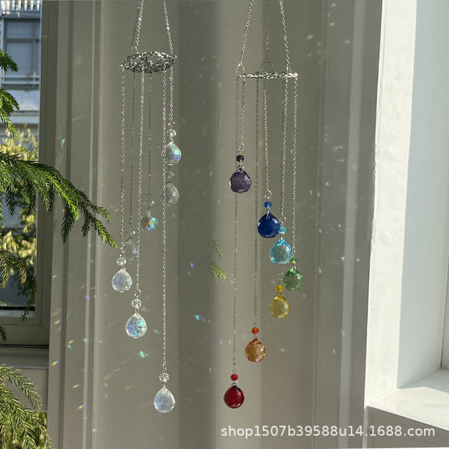 Cross-border Direct Supply New Garden Decoration Pendant Life Tree Seven Color AB Color Lighting Ball Sun Catcher Crystal Wind Chimes