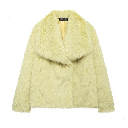 KAOPU ZA fur large lapel imitation fur coat short fashion imitation fox fur coat fluffy plush women's clothing