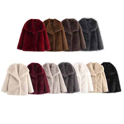 Foreign Trade 2026 Autumn and Winter European and American Fashion Versatile Casual Lapel Faux Fur Coat for Women X410970