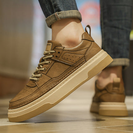 Men's Shoes Autumn 2025 New Style British Casual Leather Shoes Winter Sneakers Thick-Soled Fleece-Lined Sports Work Trendy Shoes Cotton Shoes