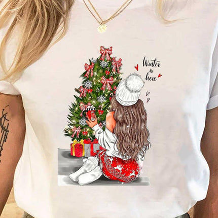 Wholesale ladies blouse supply Christmas happy fashion cartoon bottoming shirt clothes