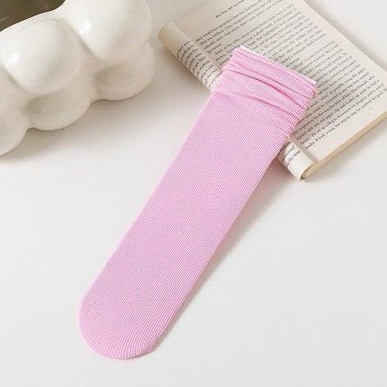 Ice Socks 2025 Popular Women's Summer Thin Pure Color Mid-Calf Socks for Girls Summer Japanese Style Style Sweat-Absorbent, Breathable and Deodorant