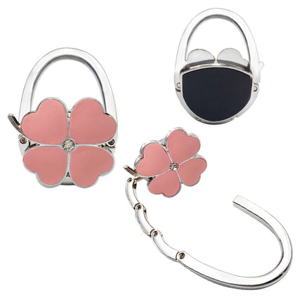 Spot Four-Leaf Clover Hanging Foldableing Portable Bag Hook Clover Pure Color Table Bag Hanging Device Handbag Bag Hook