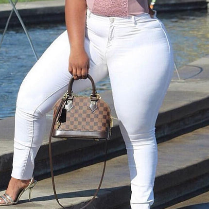 Guangzhou Supply Chain Tiktok Pop In-Stock Dark Wash Jeans for Women, High Elasticity Zipper White Skinny Pants