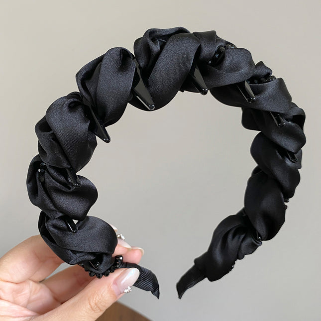 Minimalist High-End Cloud Bubble Crystal Wrapped Toothed Headband for Women, Fluffy High Crown, Face-Slimming Stylish Headband