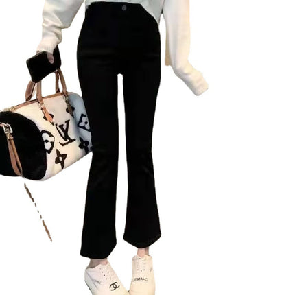 Black Jeans Women's Spring and Summer 2025 New Women's High Waist Tight Slim Slim Mop Micro Horn Pants