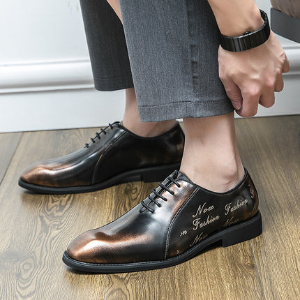 2025 New Spring and Autumn British Pointed Shoes Business Dress Shoes Men's Lace-up Casual Gentleman's Office Wedding Shoes