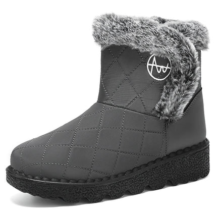 Women's Snow Boots Autumn and Winter New Cross-Border Dropshipping Polyurethane Mid-Calf Cotton Shoes with Plush Lining and Thickened Warm Cotton Boots