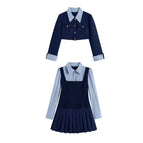 navy blue coat dress suit (belt) / S