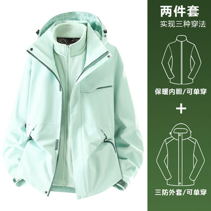Fanset Trendy Brand Three-In-One Jacket for Men and Women in Autumn and Winter New Detachable Two-Piece Hiking and Mountaineering Jacket
