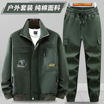 Cotton Wear-resistant Work Clothes suit Men's Spring and Autumn Anti-scalding Electric Welding Work Clothes Construction Site Jacket Labor Protection Work Pants