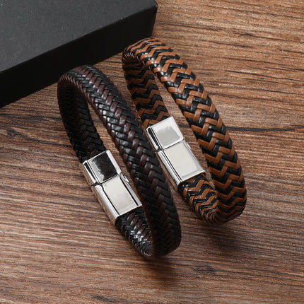 Cross-Border European and American Couple's Best-Selling Leather Bracelet, Niche Men's and Women's Leather Rope Magnetic Buckle Bracelet, Trendy and Simple