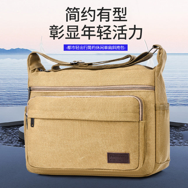 New canvas shoulder messenger bag stall change collection bag kit wear-resistant breathable small bag simple casual bag
