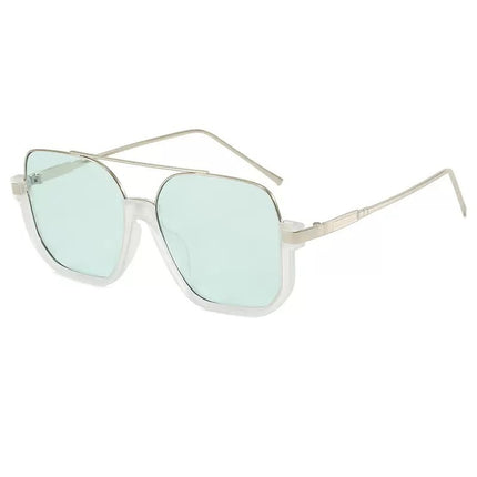 New Transparent Retro Unisex High-grade Large Frame Glasses Sunglasses Tea Black Sense Double Beam Sunglasses