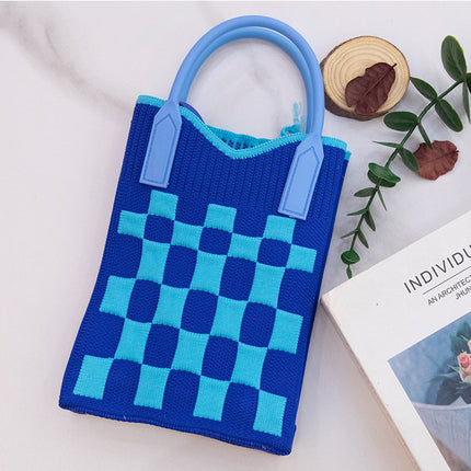 High Elastic Knitted Satchel Fashion Shoulder Bag 2024 Satchel Simple Versatile Student Casual Bag Large Capacity Mobile Phone Bag