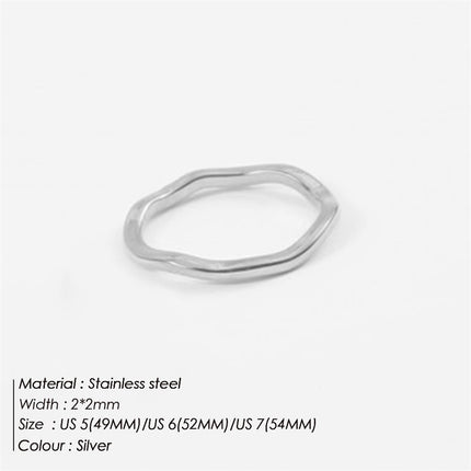 St.Delan 18K Gold Ring, Wavy Irregular Ring, Simple and Fashionable Stainless Steel Ring Batch