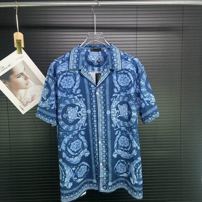 European and American Trendy Ver Men's Short-Sleeved Shirt and Shorts Set with 3D Digital Full-Body Print Hawaiian Vacation Style