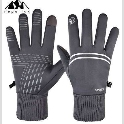Cycling Warm Gloves Men's Autumn and Winter New Outgoing fleece-lined Thickened Windproof Cycling Touch Screen Non-slip Warm Gloves