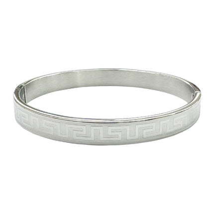 Fashionable Stainless Steel Buckle Bracelets for Men and Women, Great Wall Pattern, Multiple Sizes, Ready-Made Wholesale Accessories