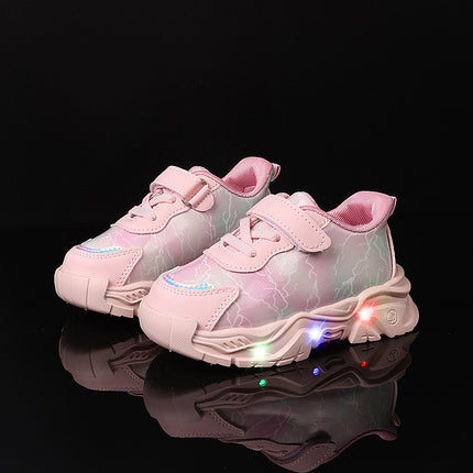 Spring and Autumn New Girls' Sports Shoes Light-Up Cartoon Shoes Kindergarten Baby Girls Dad's Shoes Flashing Lights Versatile