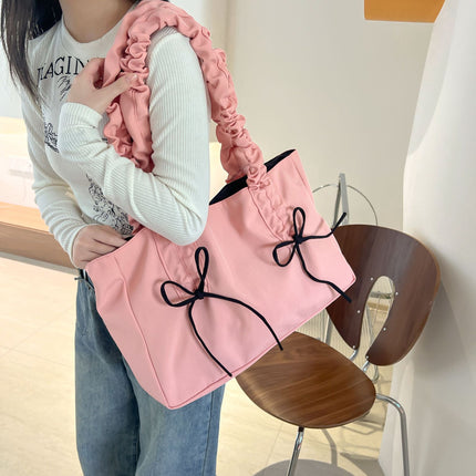 Cross-Border Best-Selling Bags for Women, New Pleated Large-Capacity Trendy Fashion Shoulder Bags, Versatile School Bags for Students during the Class