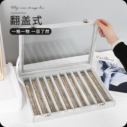 Jewelry Box Necklace Storage Box with Lid Split Dustproof Storage Pearl Necklace Bracelet Stall Display Necklace Box