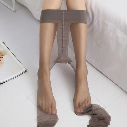 Tianche Extended-Length Black Stockings for Women, T-Crotch Extended Version, Summer Style, 0D Durable, Natural Nude Feel, Open-Crotch, Bare-Leg Look
