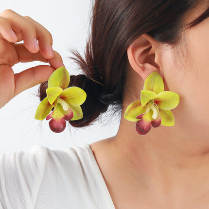 European and American Exaggerated Jewelry Butterfly Orchid Multi-Layer Earrings Earring Stylish Large Flower Summer Vacation Cross-Border Supply